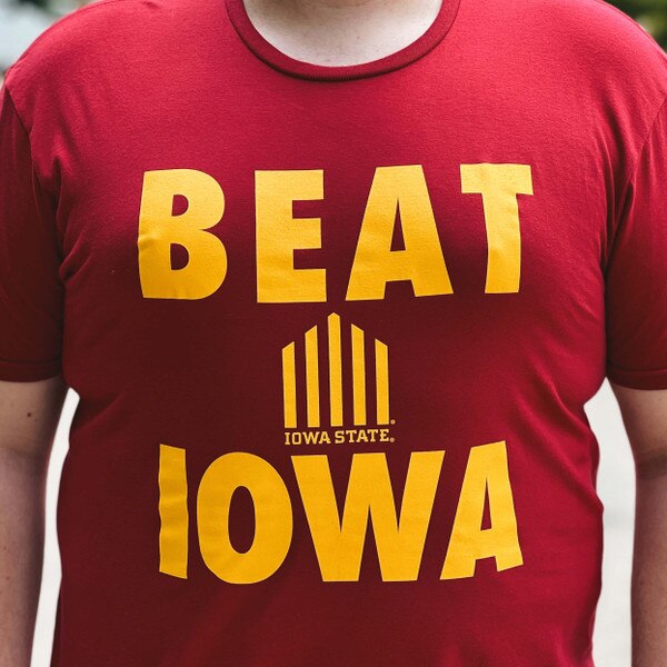 College House Beat Iowa 5-Bar Cardinal T-shirt